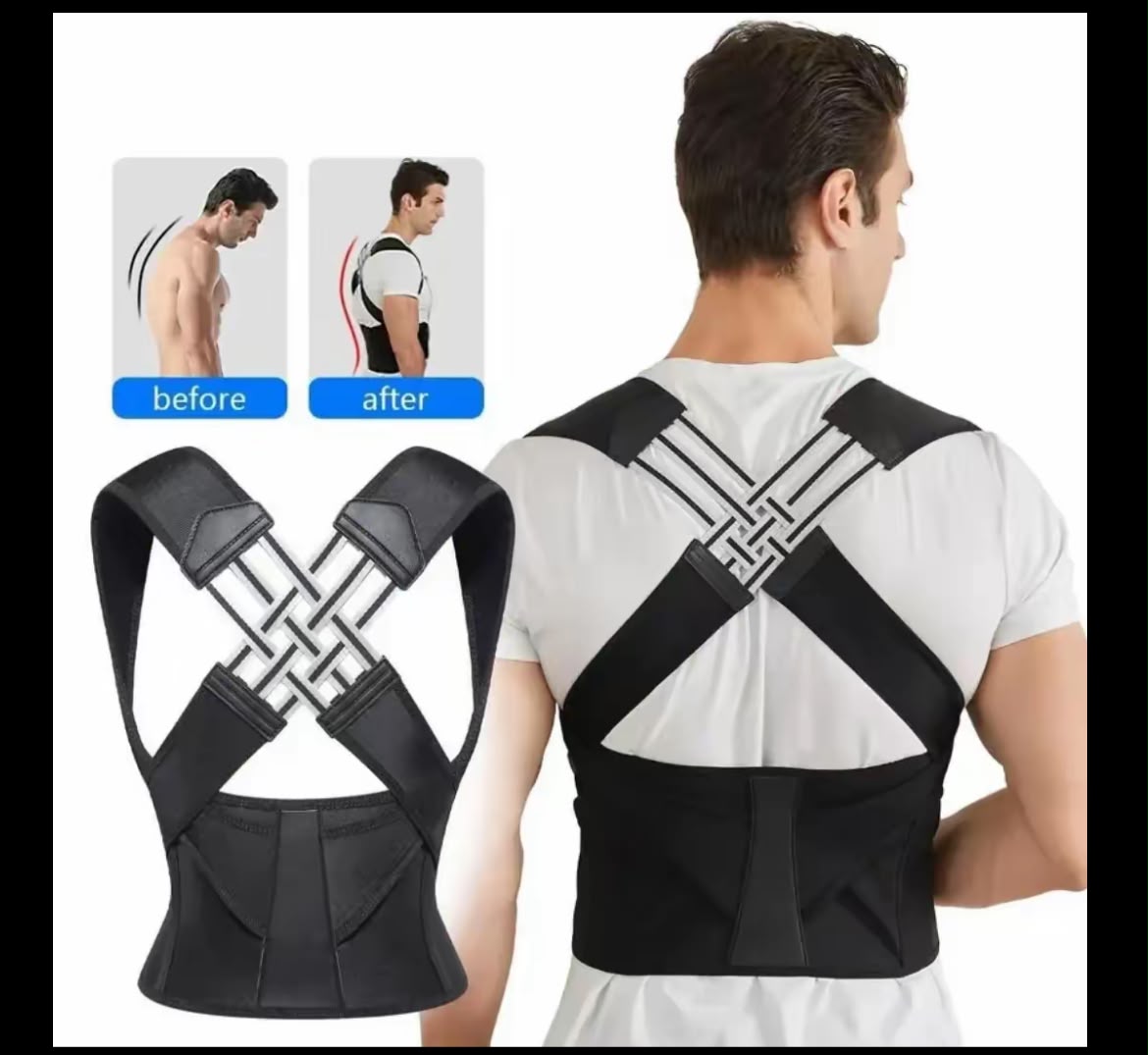 PostureFit worn on shoulders correcting posture